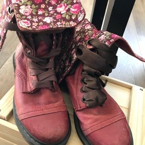 Dr. Martens floral red combat boots